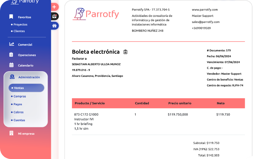 BOLETA PARROTFY